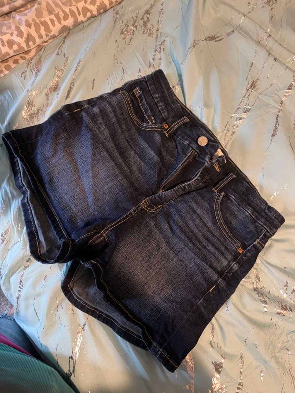 BKE High-Rise Dark Blue Denim Shorts